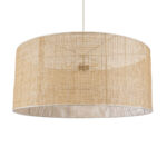 GloboStar® YOTTO 01823 Boho Κρεμαστό Φωτιστικό Καπέλο Τρίφωτο 3 x E27 IP20 Μπεζ Ξύλο - Μ90 x Π90 x Υ40cm - Image 2