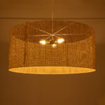 GloboStar® YOTTO 01823 Boho Κρεμαστό Φωτιστικό Καπέλο Τρίφωτο 3 x E27 IP20 Μπεζ Ξύλο - Μ90 x Π90 x Υ40cm - Image 3