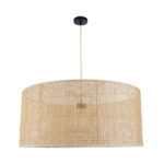GloboStar® YOTTO 01823 Boho Κρεμαστό Φωτιστικό Καπέλο Τρίφωτο 3 x E27 IP20 Μπεζ Ξύλο - Μ90 x Π90 x Υ40cm - Image 4