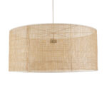 GloboStar® YOTTO 01823 Boho Κρεμαστό Φωτιστικό Καπέλο Τρίφωτο 3 x E27 IP20 Μπεζ Ξύλο - Μ90 x Π90 x Υ40cm - Image 5