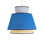 GloboStar® SAIGE 01918 Boho Κρεμαστό Φωτιστικό Πλέγμα Μονόφωτο 1 x E27 IP20 Μπεζ Ξύλο με Μπλε & Γκρι Ύφασμα - Μ50 x Π50 x Υ45cm - Image 5