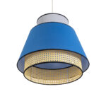GloboStar® SAIGE 01918 Boho Κρεμαστό Φωτιστικό Πλέγμα Μονόφωτο 1 x E27 IP20 Μπεζ Ξύλο με Μπλε & Γκρι Ύφασμα - Μ50 x Π50 x Υ45cm - Image 6