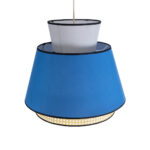 GloboStar® SAIGE 01918 Boho Κρεμαστό Φωτιστικό Πλέγμα Μονόφωτο 1 x E27 IP20 Μπεζ Ξύλο με Μπλε & Γκρι Ύφασμα - Μ50 x Π50 x Υ45cm - Image 7