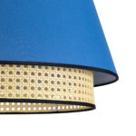 GloboStar® SAIGE 01918 Boho Κρεμαστό Φωτιστικό Πλέγμα Μονόφωτο 1 x E27 IP20 Μπεζ Ξύλο με Μπλε & Γκρι Ύφασμα - Μ50 x Π50 x Υ45cm - Image 8