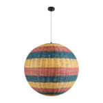 GloboStar® CABALLEROS 02063 Boho Κρεμαστό Φωτιστικό Μπάλα Μονόφωτο 1 x E27 IP20 Πολύχρωμο Ξύλο - Μ70 x Π70 x Υ70cm - Image 4