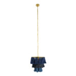 GloboStar® MISSOULA 02085 Boho Κρεμαστό Φωτιστικό Σχοινί Μονόφωτο 1 x E27 IP20 Μπλε & Μαύρο Ύφασμα με Χρυσό Μέταλλο - Μ30 x Π30 x Υ40cm - Image 4