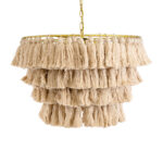 GloboStar® MISSOULA 02088 Boho Κρεμαστό Φωτιστικό Σχοινί Μονόφωτο 1 x E27 IP20 Μπεζ Ύφασμα με Χρυσό Μέταλλο - Μ60 x Π60 x Υ40cm - Image 5