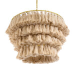 GloboStar® MISSOULA 02088 Boho Κρεμαστό Φωτιστικό Σχοινί Μονόφωτο 1 x E27 IP20 Μπεζ Ύφασμα με Χρυσό Μέταλλο - Μ60 x Π60 x Υ40cm - Image 6