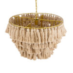 GloboStar® MISSOULA 02088 Boho Κρεμαστό Φωτιστικό Σχοινί Μονόφωτο 1 x E27 IP20 Μπεζ Ύφασμα με Χρυσό Μέταλλο - Μ60 x Π60 x Υ40cm - Image 7