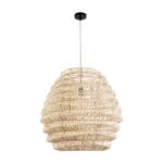GloboStar® OREGON 02206 Boho Κρεμαστό Φωτιστικό Πλέγμα Μονόφωτο 1 x E27 IP20 Μπεζ Ξύλο - Μ60 x Π60 x Υ56cm - Image 4