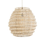 GloboStar® OREGON 02206 Boho Κρεμαστό Φωτιστικό Πλέγμα Μονόφωτο 1 x E27 IP20 Μπεζ Ξύλο - Μ60 x Π60 x Υ56cm - Image 5