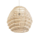 GloboStar® OREGON 02206 Boho Κρεμαστό Φωτιστικό Πλέγμα Μονόφωτο 1 x E27 IP20 Μπεζ Ξύλο - Μ60 x Π60 x Υ56cm - Image 6