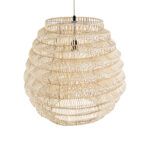 GloboStar® OREGON 02206 Boho Κρεμαστό Φωτιστικό Πλέγμα Μονόφωτο 1 x E27 IP20 Μπεζ Ξύλο - Μ60 x Π60 x Υ56cm - Image 7