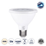 GloboStar® 60085 Λάμπα LED E27 PAR30 Σποτ 12W 1164lm 36° AC 220-240V IP20 Φ9.5 x Υ9.5cm Φυσικό Λευκό 4500K - 3 Χρόνια Εγγύηση