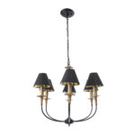 GloboStar® LIMI 01092 Vintage Κρεμαστό Φωτιστικό Καπέλο Πολύφωτο 6 x E14 IP20 Μαύρο & Χρυσό Μέταλλο με Μαύρο Ύφασμα - Μ70 x Π70 x Υ60cm - Image 4