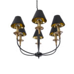 GloboStar® LIMI 01092 Vintage Κρεμαστό Φωτιστικό Καπέλο Πολύφωτο 6 x E14 IP20 Μαύρο & Χρυσό Μέταλλο με Μαύρο Ύφασμα - Μ70 x Π70 x Υ60cm - Image 6