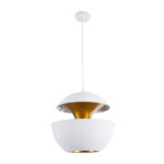 GloboStar® SEVILLE 01268 Μοντέρνο Κρεμαστό Φωτιστικό Ανάρτηση Μονόφωτο 1 x E27 IP20 Λευκό & Χρυσό Μέταλλο - Μ35 x Π35 x Υ35cm - Image 4