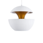 GloboStar® SEVILLE 01268 Μοντέρνο Κρεμαστό Φωτιστικό Ανάρτηση Μονόφωτο 1 x E27 IP20 Λευκό & Χρυσό Μέταλλο - Μ35 x Π35 x Υ35cm - Image 5