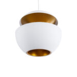 GloboStar® SEVILLE 01268 Μοντέρνο Κρεμαστό Φωτιστικό Ανάρτηση Μονόφωτο 1 x E27 IP20 Λευκό & Χρυσό Μέταλλο - Μ35 x Π35 x Υ35cm - Image 6