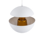 GloboStar® SEVILLE 01268 Μοντέρνο Κρεμαστό Φωτιστικό Ανάρτηση Μονόφωτο 1 x E27 IP20 Λευκό & Χρυσό Μέταλλο - Μ35 x Π35 x Υ35cm - Image 7