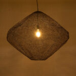 GloboStar® KENTUCKY 01869 Vintage Κρεμαστό Φωτιστικό Πλέγμα Μονόφωτο 1 x E27 IP20 Καφέ Μέταλλο - Μ90 x Π90 x Υ70cm - Image 3