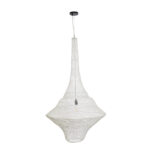 GloboStar® KENTUCKY 01877 Vintage Κρεμαστό Φωτιστικό Πλέγμα Μονόφωτο 1 x E27 IP20 Μπεζ Μέταλλο - Μ80 x Π80 x Υ140cm - Image 4