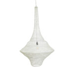GloboStar® KENTUCKY 01877 Vintage Κρεμαστό Φωτιστικό Πλέγμα Μονόφωτο 1 x E27 IP20 Μπεζ Μέταλλο - Μ80 x Π80 x Υ140cm - Image 5