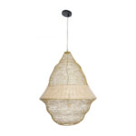 GloboStar® KENTUCKY 01911 Vintage Κρεμαστό Φωτιστικό Πλέγμα Μονόφωτο 1 x E27 IP20 Μπεζ Μέταλλο - Μ60 x Π60 x Υ80cm - Image 4