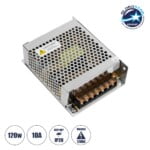 GloboStar® 73034 Μεταλλικό Τροφοδοτικό PELV για Προϊόντα LED 120W 10A - AC 220-240V σε DC 12V - IP20 - Μ13 x Π10 x Υ4cm - 3 Χρόνια Εγγύηση