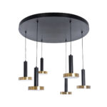 GLOBOSTAR® ZANE 60935 Κρεμαστό Φωτιστικό Design LED CCT 100W 11200lm 120° AC 220-240V IP20 - Εναλλαγή Φωτισμού μέσω Τηλεχειριστηρίου All In One Ψυχρό 6000k+Φυσικό 4500k+Θερμό 2700k Dimmable - Φ80 x Υ20cm - Μαύρο & Χρυσό - 3 Χρόνια Εγγύηση - Image 2