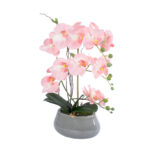 GloboStar® Artificial Garden SALMON PINK ORCHID 21122 Διακοσμητικό Φυτό Ροζ-Πορτοκαλί Ορχιδέα Υ43cm - Image 2