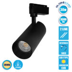 Globostar BEAMTRACK 60817 Μονοφασικό Φωτιστικό Σποτ Ράγας LED 30W 230V 3600lm 30° Acrylic HQ LENS AC 220-240V IP20 Φ7.4 x Υ17.9cm Θερμό Λευκό 3000k - EUROTRACK® System 1L+1N - Μαύρο - Bridgelux Chip - TUV Certified Driver - 5 Χρόνια Εγγύηση