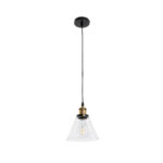 GloboStar® WICKHAM 01169 Vintage Κρεμαστό Φωτιστικό Καμπάνα Μονόφωτο 1 x E27 IP20 Διάφανο Γυαλί με Μαύρο & Χρυσό Μέταλλο - Μ18 x Π18 x Y20cm - Image 4