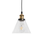 GloboStar® WICKHAM 01169 Vintage Κρεμαστό Φωτιστικό Καμπάνα Μονόφωτο 1 x E27 IP20 Διάφανο Γυαλί με Μαύρο & Χρυσό Μέταλλο - Μ18 x Π18 x Y20cm - Image 5