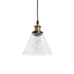 GloboStar® WICKHAM 01169 Vintage Κρεμαστό Φωτιστικό Καμπάνα Μονόφωτο 1 x E27 IP20 Διάφανο Γυαλί με Μαύρο & Χρυσό Μέταλλο - Μ18 x Π18 x Y20cm - Image 6