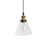 GloboStar® WICKHAM 01169 Vintage Κρεμαστό Φωτιστικό Καμπάνα Μονόφωτο 1 x E27 IP20 Διάφανο Γυαλί με Μαύρο & Χρυσό Μέταλλο - Μ18 x Π18 x Y20cm - Image 7