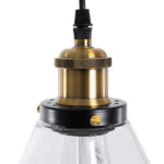GloboStar® WICKHAM 01169 Vintage Κρεμαστό Φωτιστικό Καμπάνα Μονόφωτο 1 x E27 IP20 Διάφανο Γυαλί με Μαύρο & Χρυσό Μέταλλο - Μ18 x Π18 x Y20cm - Image 8