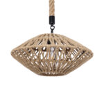 GloboStar® NATHLEN 01187 Vintage Κρεμαστό Φωτιστικό Πλέγμα Μονόφωτο 1 x E27 IP20 Μαύρο Μέταλλο με Μπεζ Σχοινί - Μ40 x Π40 x Υ20cm - Image 2
