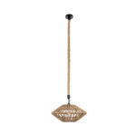 GloboStar® NATHLEN 01187 Vintage Κρεμαστό Φωτιστικό Πλέγμα Μονόφωτο 1 x E27 IP20 Μαύρο Μέταλλο με Μπεζ Σχοινί - Μ40 x Π40 x Υ20cm - Image 4