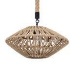GloboStar® NATHLEN 01187 Vintage Κρεμαστό Φωτιστικό Πλέγμα Μονόφωτο 1 x E27 IP20 Μαύρο Μέταλλο με Μπεζ Σχοινί - Μ40 x Π40 x Υ20cm - Image 5