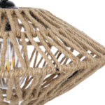 GloboStar® NATHLEN 01187 Vintage Κρεμαστό Φωτιστικό Πλέγμα Μονόφωτο 1 x E27 IP20 Μαύρο Μέταλλο με Μπεζ Σχοινί - Μ40 x Π40 x Υ20cm - Image 8