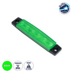 GloboStar® 79902 Πλευρικά Φώτα Όγκου Φορτηγών LED 6xSMD2835 DC 10-30V 1.5W 100lm IP66 Πράσινο - Μ9.5 x W2 x H1.1cm