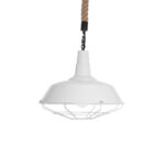 GloboStar® PUPPET 01412 Vintage Κρεμαστό Φωτιστικό Μονόφωτο Καμπάνα 1 x E27 IP20 Λευκό Μεταλλο με Μπεζ Σχοινί - Μ36 x Π36 x Y31cm - Image 5