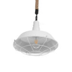 GloboStar® PUPPET 01412 Vintage Κρεμαστό Φωτιστικό Μονόφωτο Καμπάνα 1 x E27 IP20 Λευκό Μεταλλο με Μπεζ Σχοινί - Μ36 x Π36 x Y31cm - Image 6