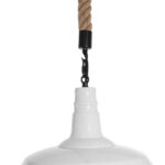 GloboStar® PUPPET 01412 Vintage Κρεμαστό Φωτιστικό Μονόφωτο Καμπάνα 1 x E27 IP20 Λευκό Μεταλλο με Μπεζ Σχοινί - Μ36 x Π36 x Y31cm - Image 8