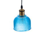GloboStar® SEGRETO 01452 Vintage Κρεμαστό Φωτιστικό Μονόφωτο Καμπάνα 1 x E27 IP20 Μπλε Γυαλί με Χρυσό Μέταλλο - Μ14 x Π14 x Υ18cm - Image 7