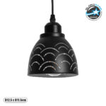 GloboStar® COOLIE 01482 Μοντέρνο Κρεμαστό Φωτιστικό Μονόφωτο Καμπάνα 1 x E27 IP20 Μαύρο & Ασημί Μέταλλο - Μ12.5 x Π12.5 x Υ11.5cm