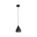 GloboStar® COOLIE 01482 Μοντέρνο Κρεμαστό Φωτιστικό Μονόφωτο Καμπάνα 1 x E27 IP20 Μαύρο & Ασημί Μέταλλο - Μ12.5 x Π12.5 x Υ11.5cm - Image 4
