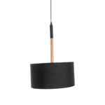 GloboStar® BRONX 01517 Μοντέρνο Κρεμαστό Φωτιστικό Καπέλο Μονόφωτο 1 x E27 IP20 Μαύρο Ύφασμα με Μπεζ Ξύλο - Μ35 x Π35 x Υ50cm - Image 6