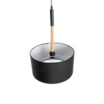 GloboStar® BRONX 01517 Μοντέρνο Κρεμαστό Φωτιστικό Καπέλο Μονόφωτο 1 x E27 IP20 Μαύρο Ύφασμα με Μπεζ Ξύλο - Μ35 x Π35 x Υ50cm - Image 8